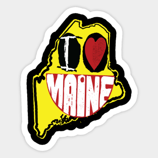 I Love Maine Smiling Happy Face Sticker